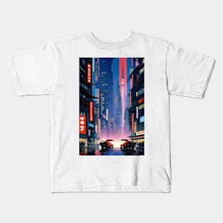 Neo Japanese city aesthetic Kids T-Shirt